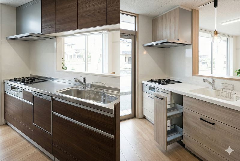 キッチンの標準仕様とクリナップやリクシルの比較