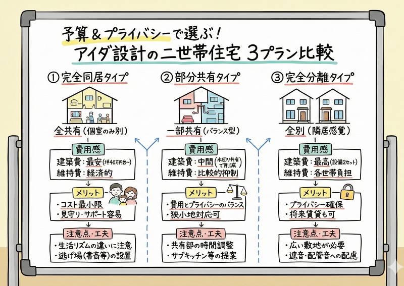 プラン別に見る「アイダ設計」二世帯住宅の価格