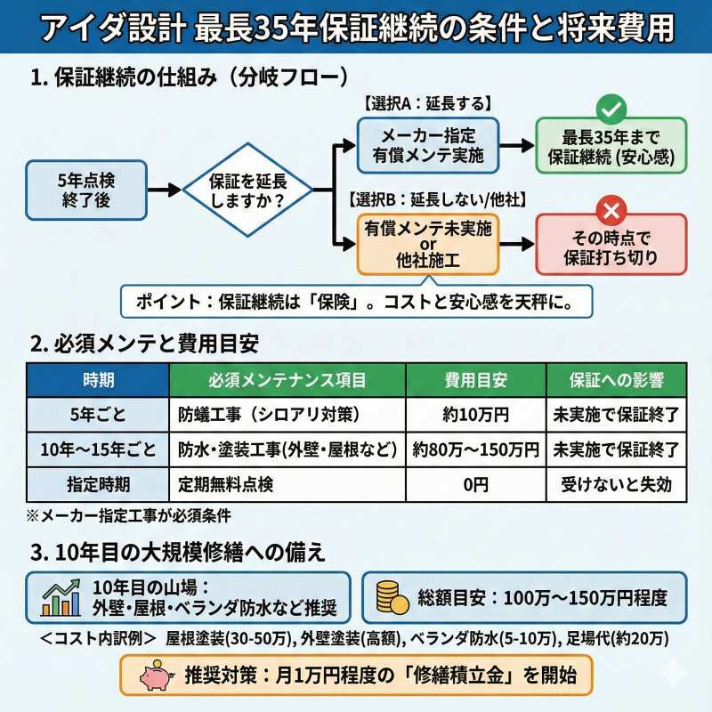 アイダ設計の5年点検の費用と保証継続の条件